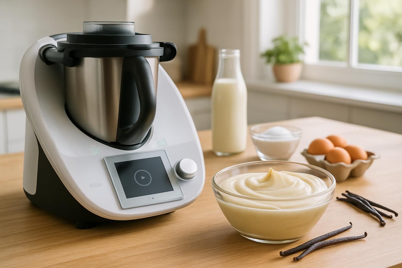 découvrez la recette facile de la crème vanille au thermomix pour une préparation rapide et délicieuse. idéale pour vos desserts faits maison.