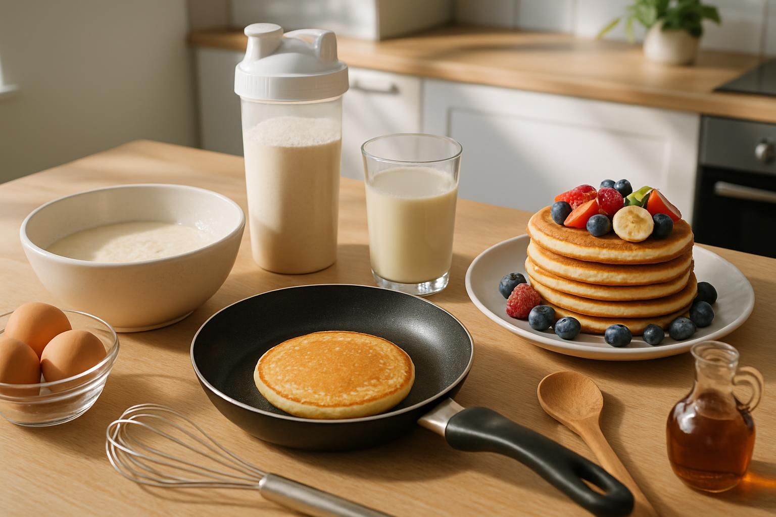 découvrez notre recette facile de pancake protéiné avec les ingrédients essentiels et la méthode étape par étape pour un petit-déjeuner sain et gourmand.