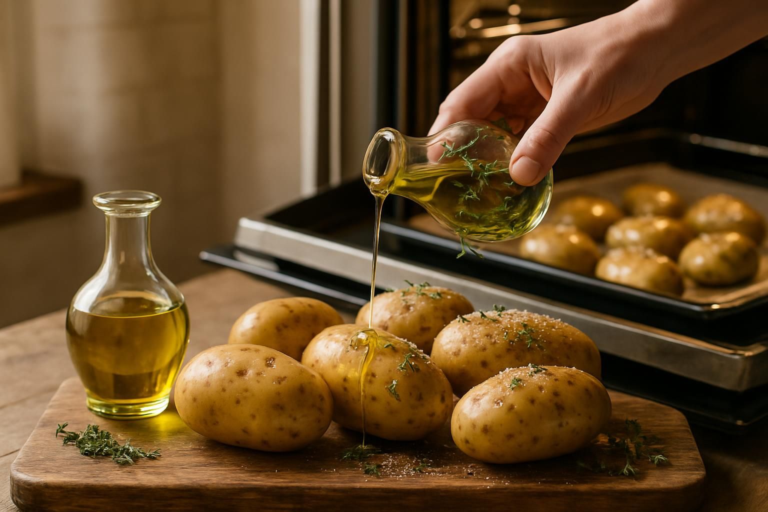découvrez comment préparer et cuire des pommes de terre au four à l'huile d'olive pour une recette simple, savoureuse et pleine de fraîcheur.