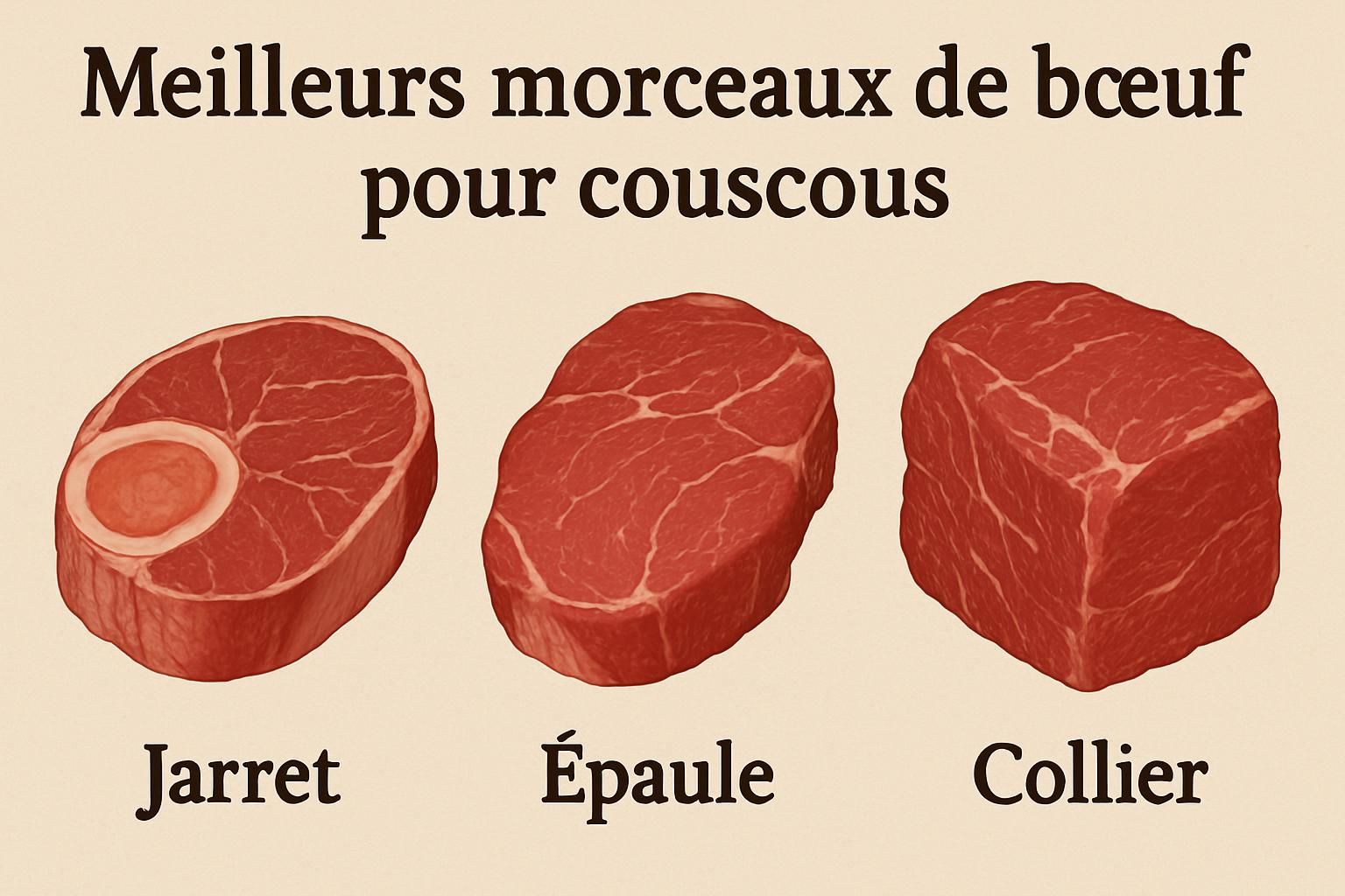 découvrez quels morceaux de boeuf choisir pour un couscous réussi et apprenez les meilleures techniques de préparation pour un plat savoureux et tendre.