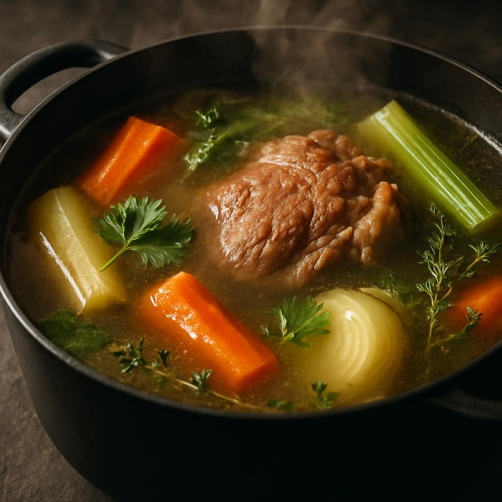 découvrez notre recette traditionnelle du bouillon parisien avec toutes les étapes de préparation et de cuisson pour un plat savoureux et réconfortant.