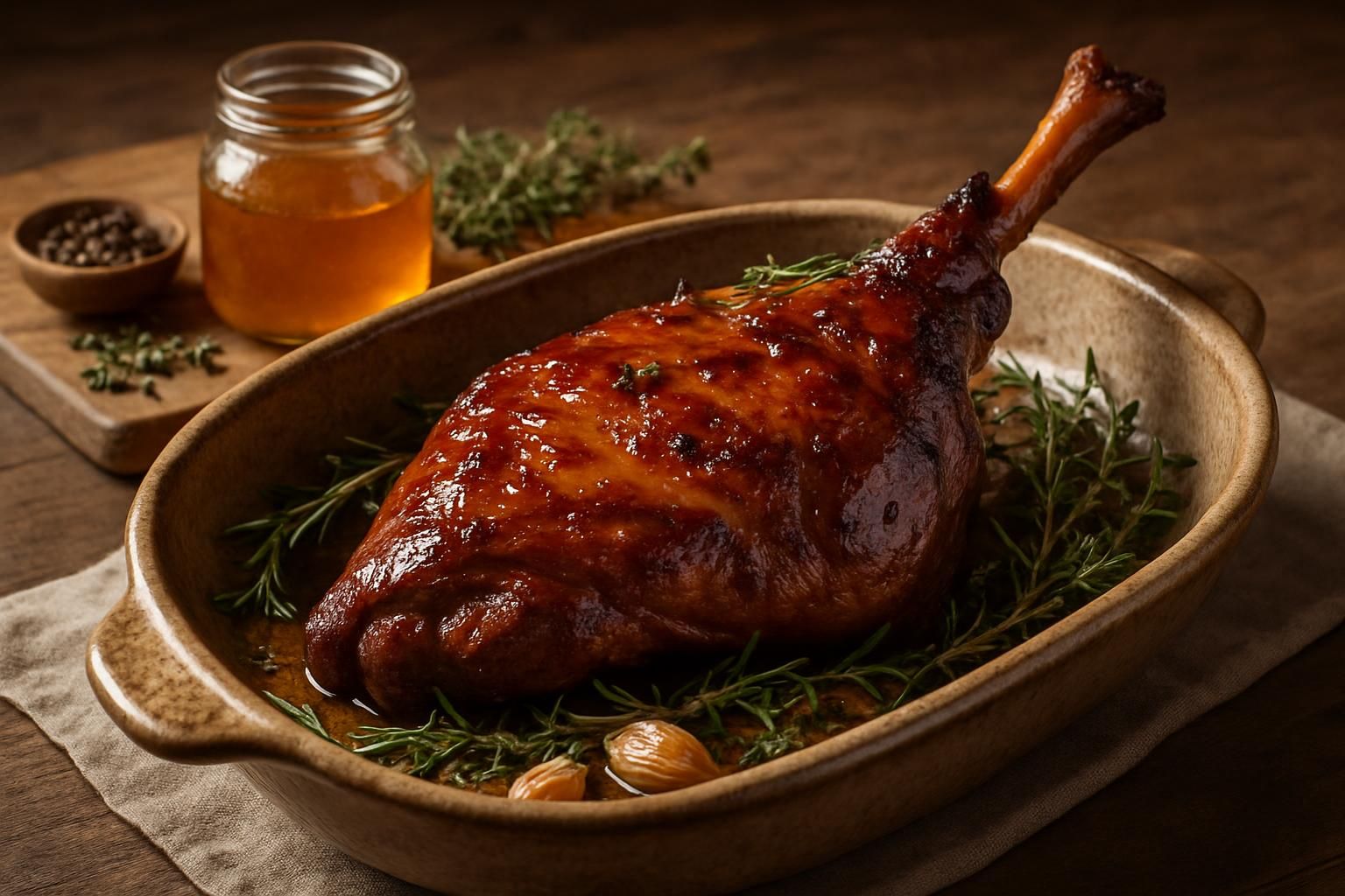 découvrez comment préparer et cuire un cuissot de chevreuil au miel au four pour un plat savoureux et parfumé, étape par étape.