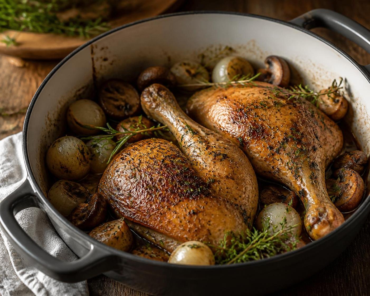 découvrez comment préparer des cuisses de pintade en cocotte avec une cuisson parfaite et une sauce savoureuse pour un plat délicieux et facile à réaliser.