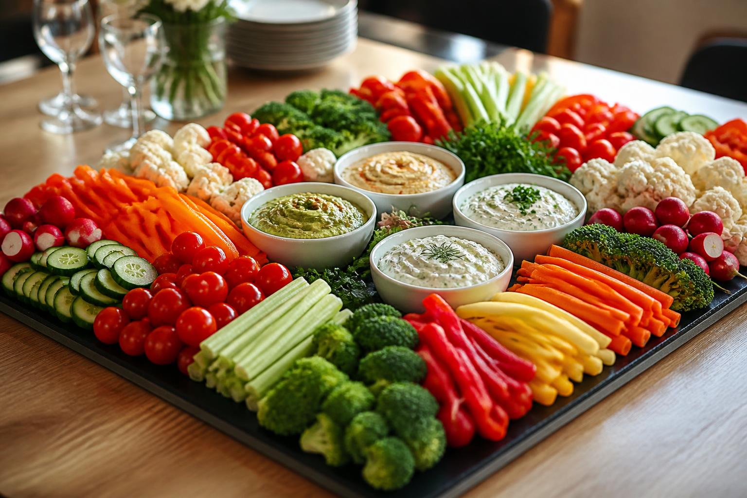 découvrez comment préparer un plateau de crudités pour 20 personnes avec les quantités idéales et des astuces de présentation pour un résultat à la fois gourmand et esthétique.