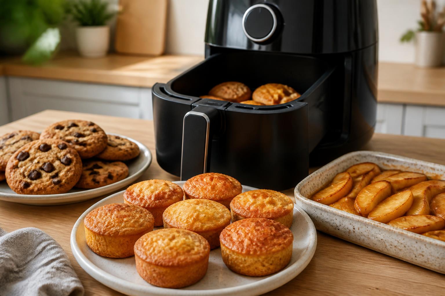 découvrez des recettes de desserts faciles et rapides à réaliser avec votre air fryer : gâteaux moelleux, cookies croustillants et pommes parfaitement dorées.