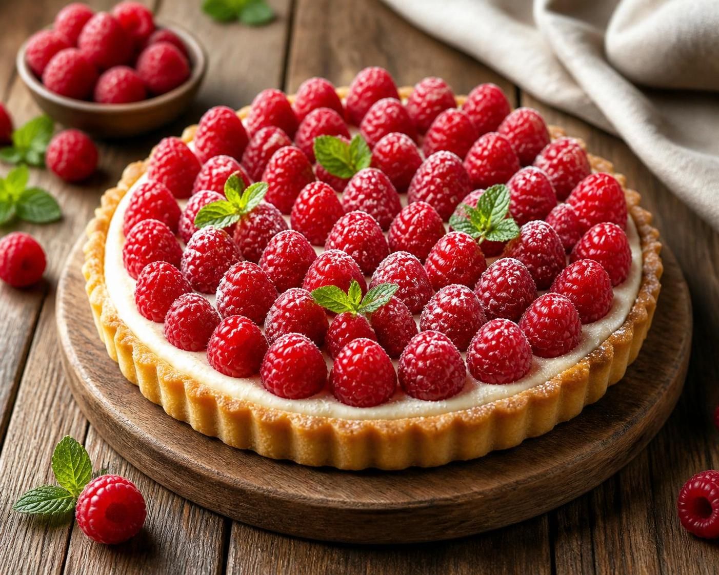 découvrez comment l'ajout de mascarpone à la crème pâtissière transforme votre tarte aux framboises en un dessert irrésistible qui disparaît toujours à la première bouchée.