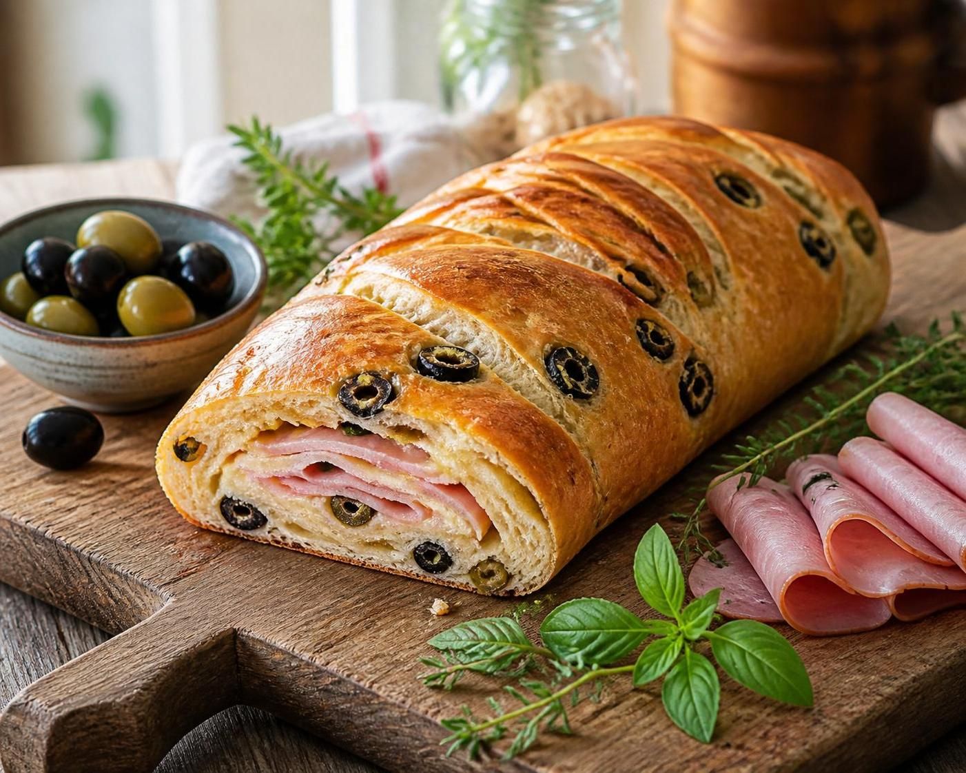 découvrez notre recette maison facile de pain au jambon et aux olives, idéale pour un apéritif savoureux ou un repas convivial.