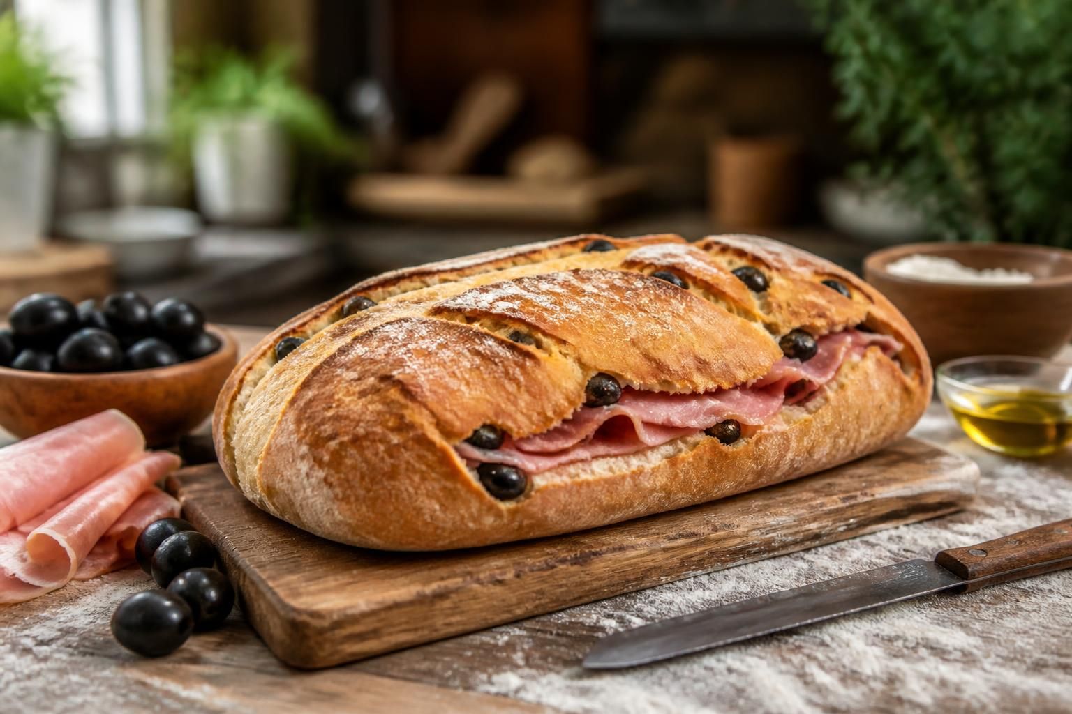 découvrez notre recette maison facile de pain au jambon et aux olives, idéale pour un repas savoureux et gourmand à partager en famille ou entre amis.