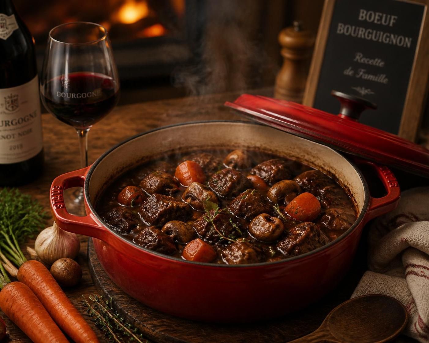 découvrez la recette facile du bœuf bourguignon au cookeo, un mijoté savoureux prêt en seulement 45 minutes pour un repas délicieux et rapide.