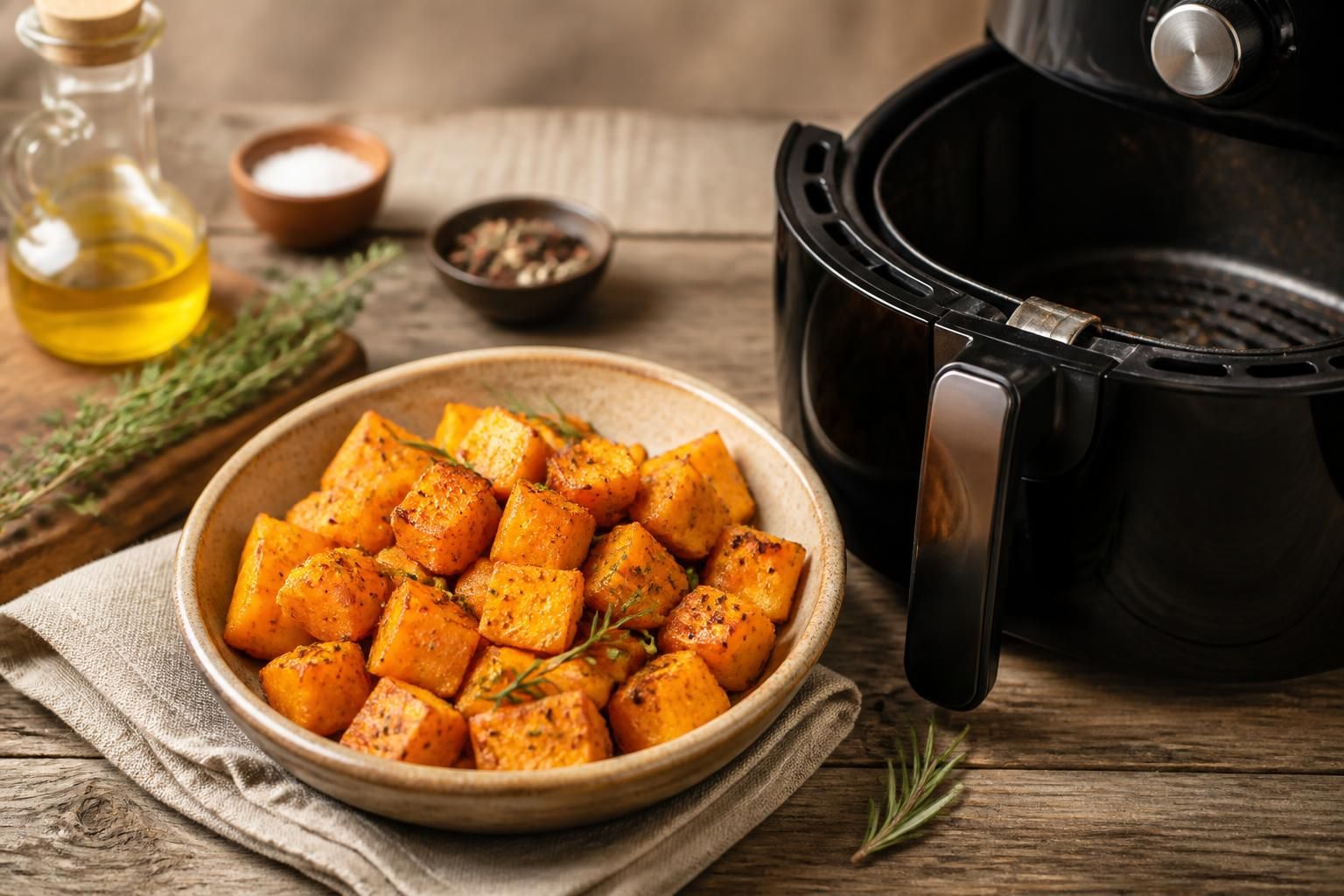 découvrez notre recette facile de butternut à l'air fryer pour une cuisson parfaite et un assaisonnement délicieux. préparez un plat savoureux en un rien de temps !