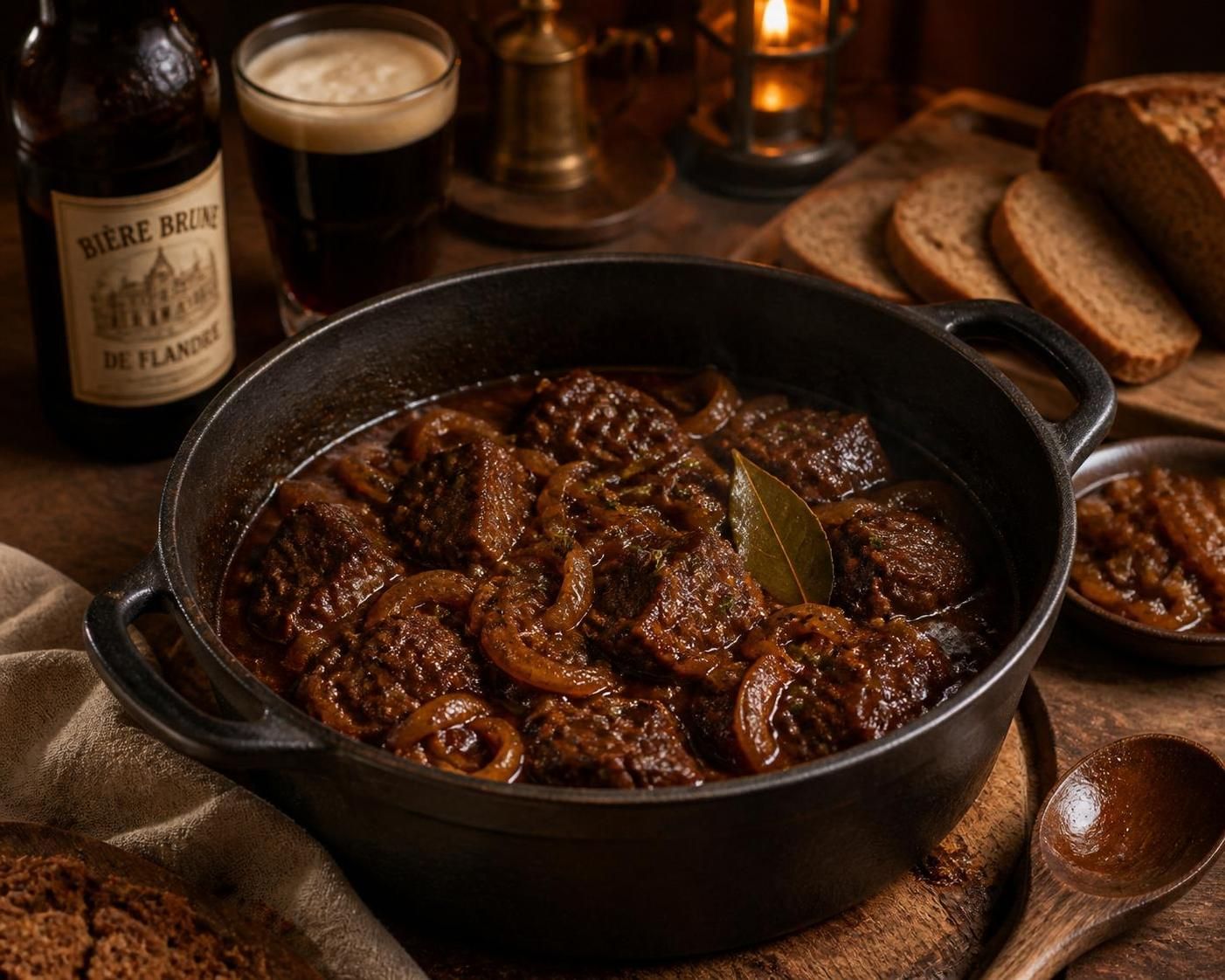 découvrez une recette facile et savoureuse de carbonade flamande au cookeo, préparée avec de la bière et du pain d'épices pour un plat traditionnel réconfortant.