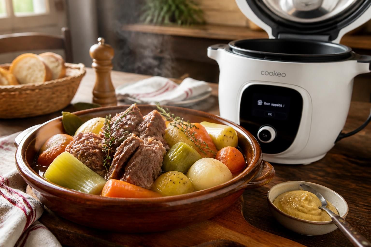 découvrez la recette traditionnelle du pot au feu réalisé avec le cookeo pour un plat fondant, savoureux et rapide à préparer. parfait pour un repas convivial et réconfortant.