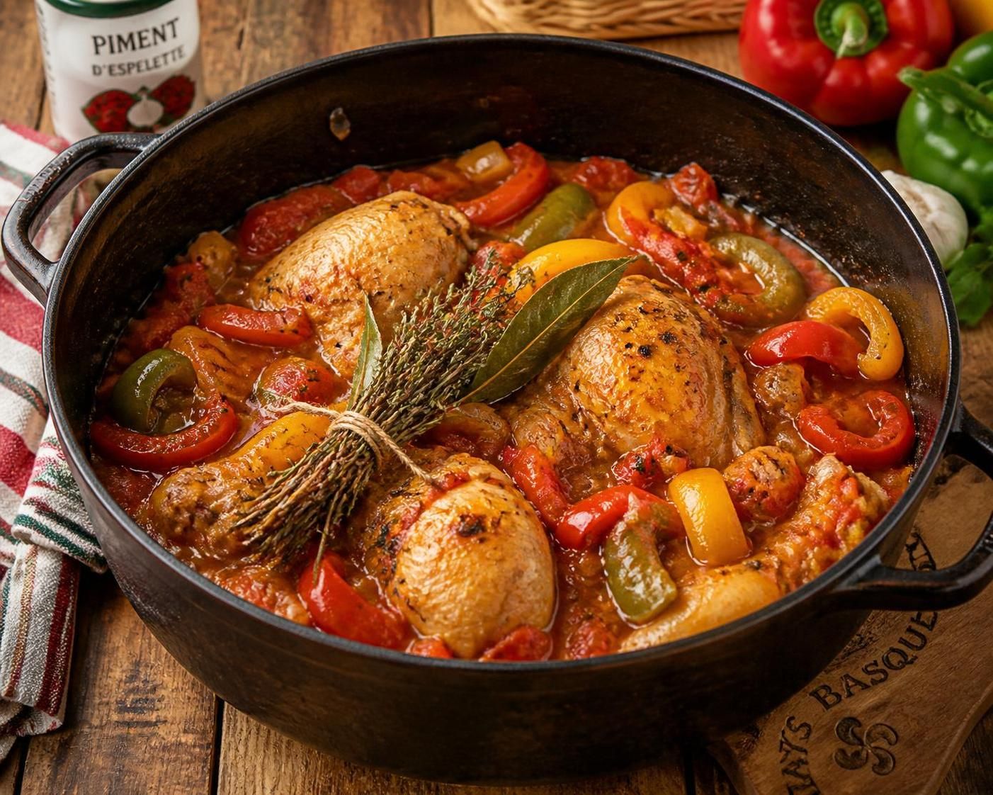 découvrez la recette facile et rapide du poulet basquaise au cookeo, un plat traditionnel du pays basque savoureux et parfait pour tous vos repas.