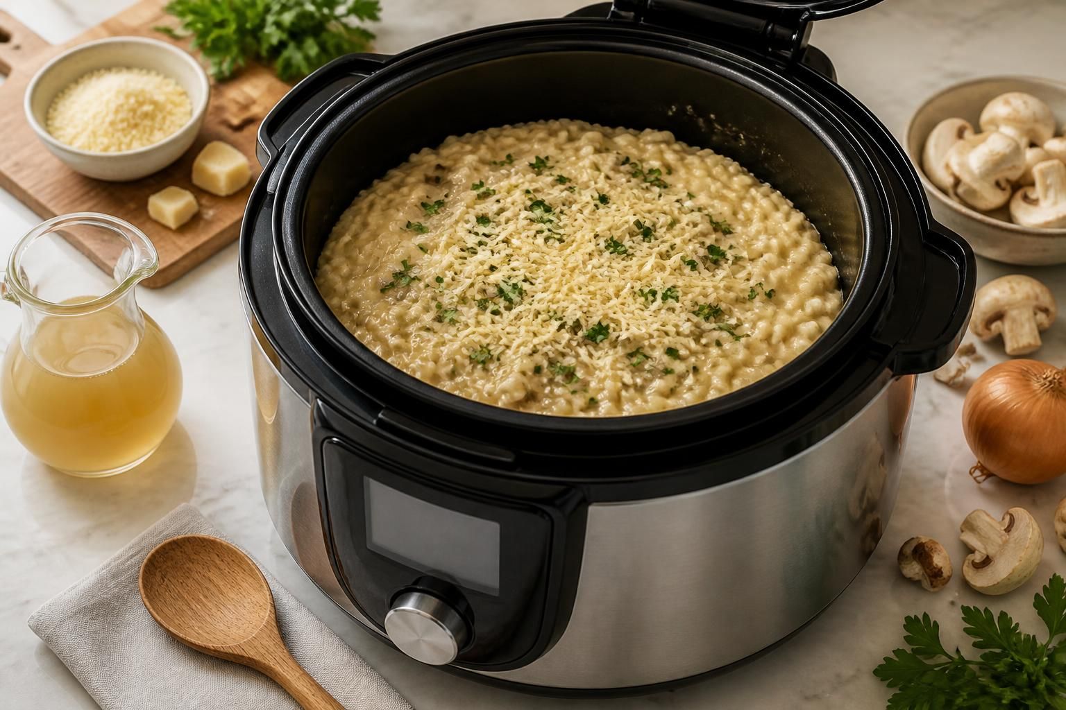découvrez une recette de risotto crémeux à préparer facilement avec votre cookeo, sans surveillance pour un résultat parfait à chaque fois.