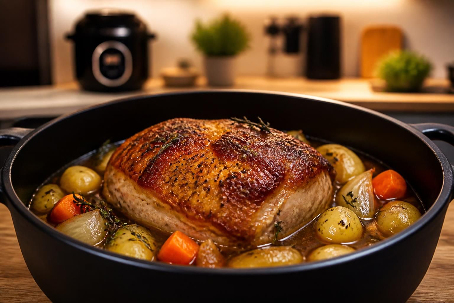 découvrez notre recette facile de rôti de porc au cookeo, parfaitement doré et juteux, pour un repas savoureux et rapide à préparer.