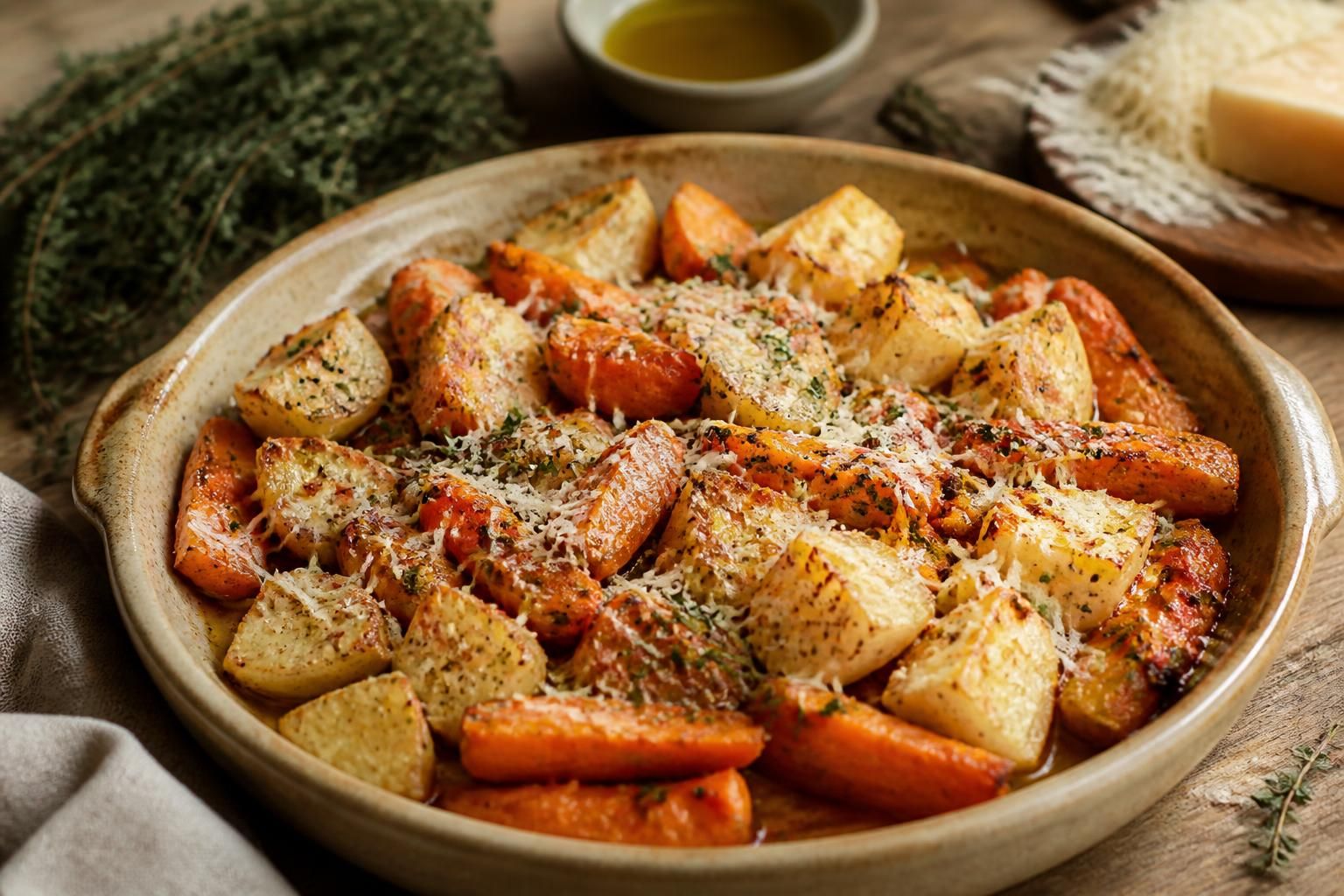 découvrez la recette savoureuse des carottes et navets épicés rôtis au parmesan, un plat simple et gourmand pour sublimer vos légumes.