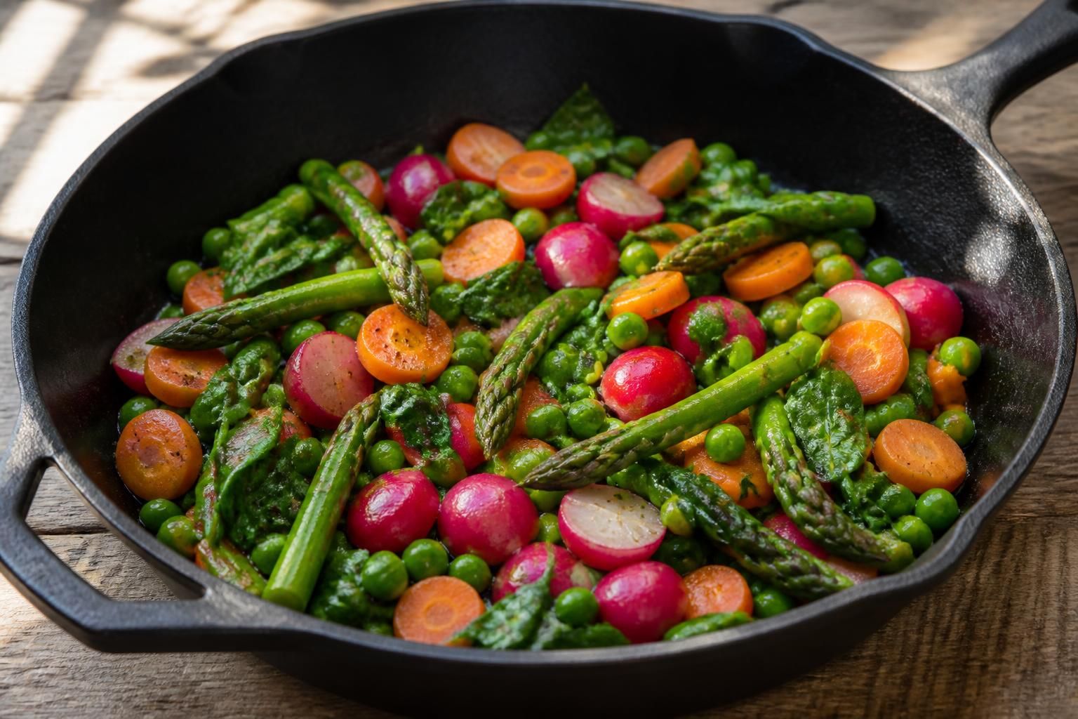 découvrez notre recette facile et savoureuse de poêlée de légumes printaniers, parfaite pour un repas léger et coloré aux saveurs fraîches de saison.