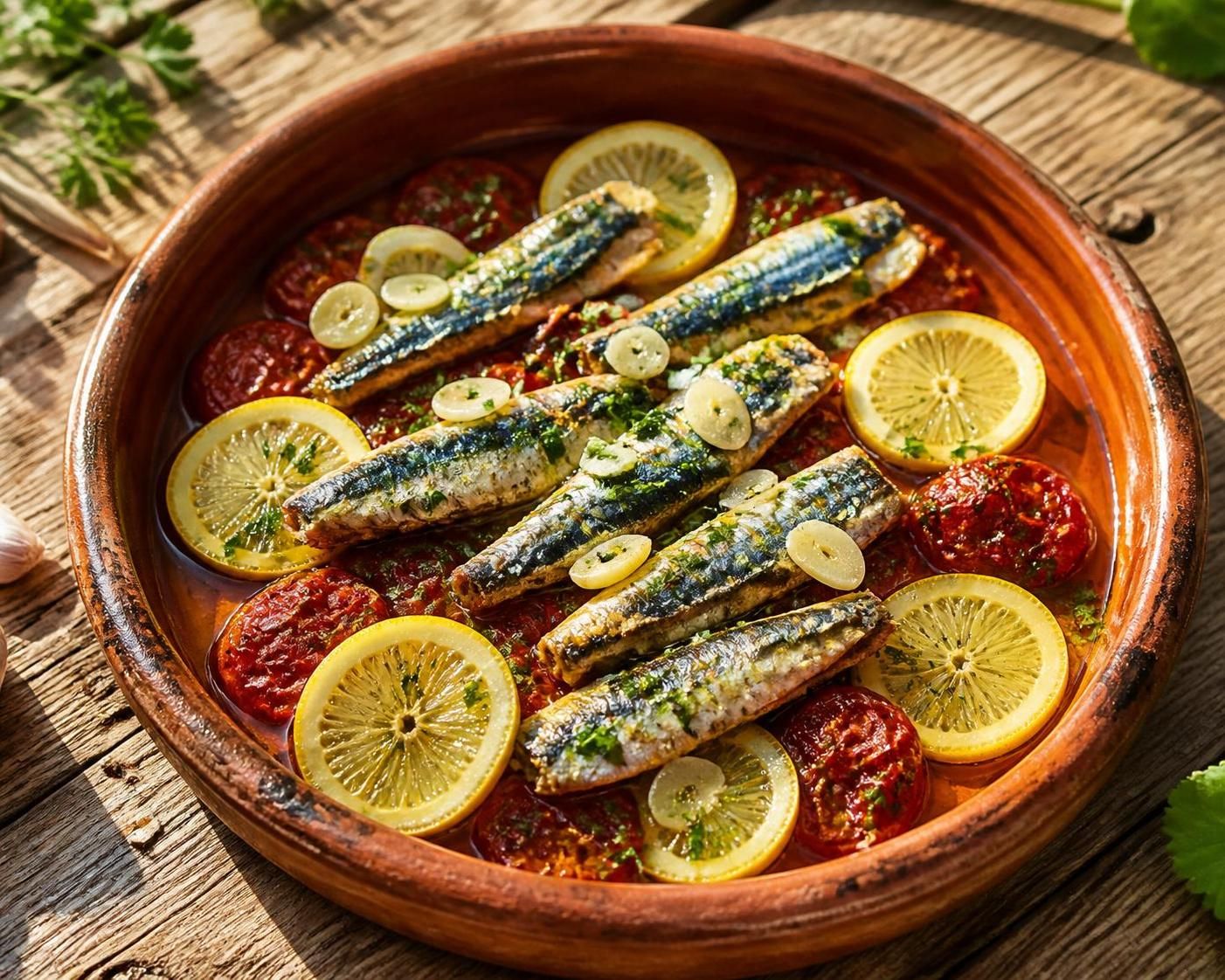 découvrez notre recette savoureuse de duo de sardines marinées accompagnées de tomates confites maison, parfaite pour un apéritif gourmand et facile à réaliser.