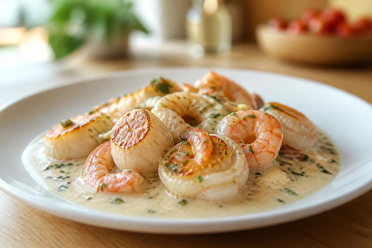 découvrez une recette savoureuse de noix de saint-jacques et crevettes à la crème, parfaite pour un repas raffiné et gourmand.