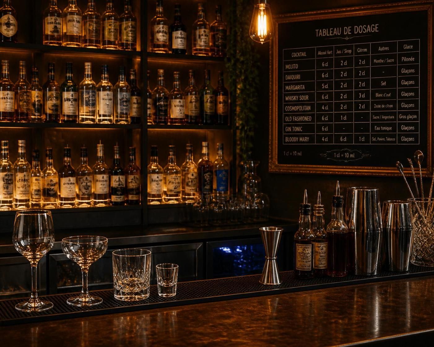 découvrez notre tableau pratique des doses d'alcool au bar en centilitres (cl) pour mieux gérer votre consommation et commander avec précision.