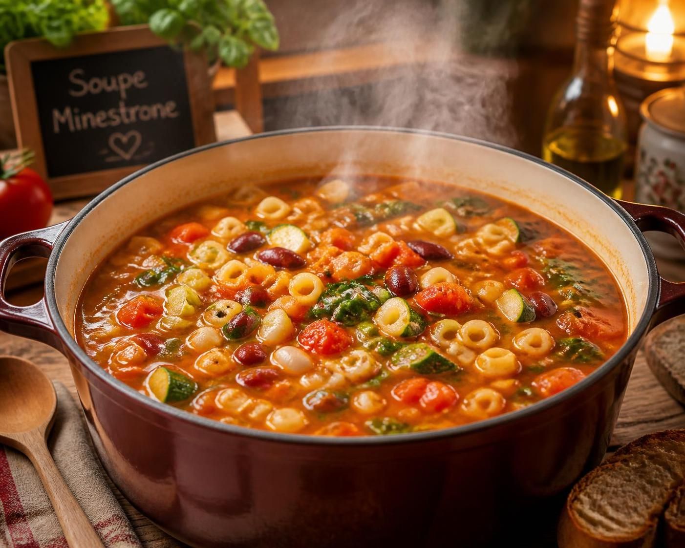découvrez la recette authentique de la soupe minestrone façon maman, un délicieux potage aux légumes frais et au goût traditionnel pour réchauffer vos repas.