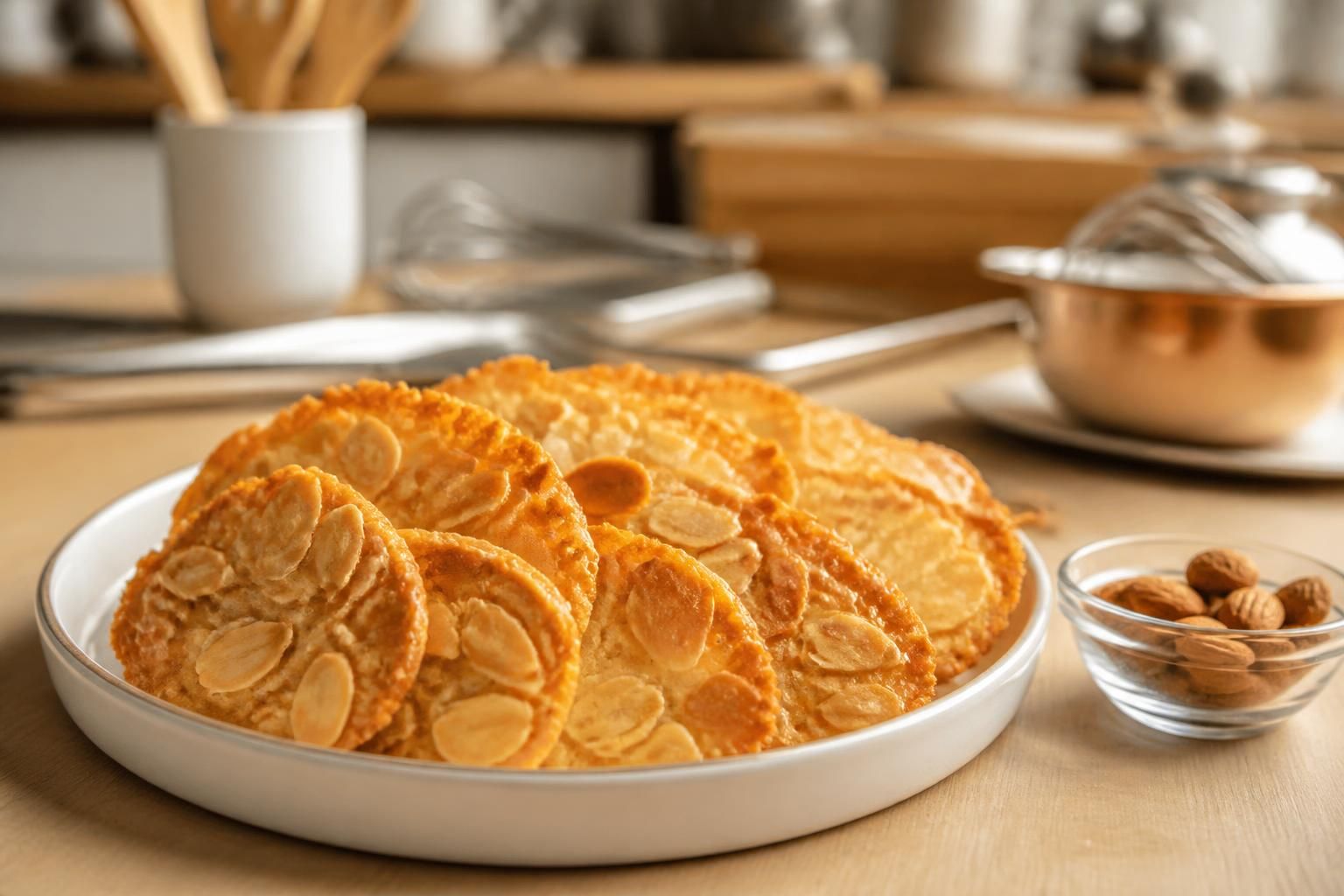découvrez la délicieuse recette des tuiles aux amandes de cyril lignac, simple à réaliser pour un dessert croustillant et gourmand.